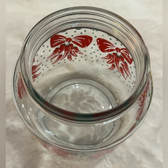 Vintage AGC Ribbon Bow Chili Peppers Red Floral Pattern Clear Glass Canister Jar - Picture 7 of 16